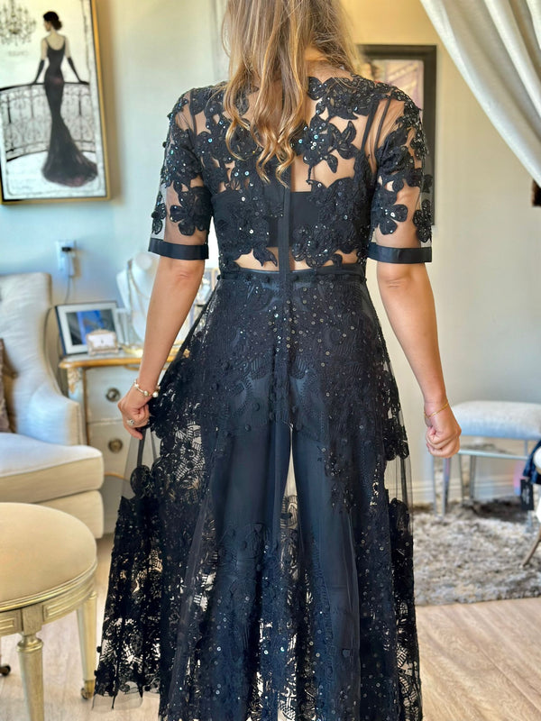 ワンピース Blue tweed papillon chain flare dress Blue tweed papillon chain flare dress 白M