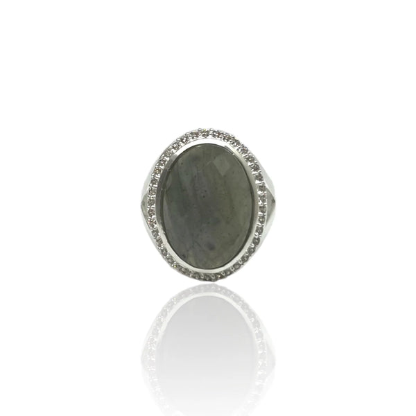 Tat2 Designs SATIN SILVER LABRADORITE FORTE RING