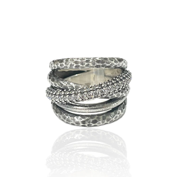 Tat2 Designs VINTAGE SILVER ALMORA LAYERED BAND RING