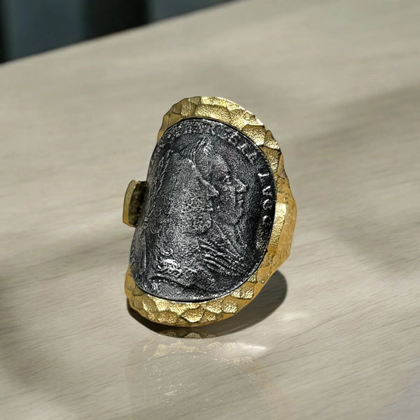 Tat2 Designs GOLD MARIA THERESA CURVED COIN RING