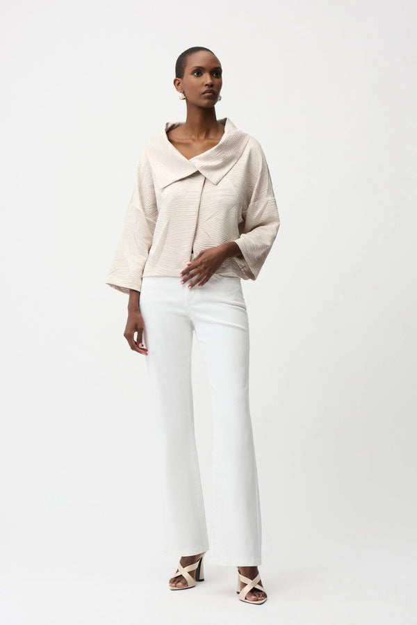 Joseph Ribkoff Pleated Satin Boxy Jacket – Moonstone | PapillonStyles