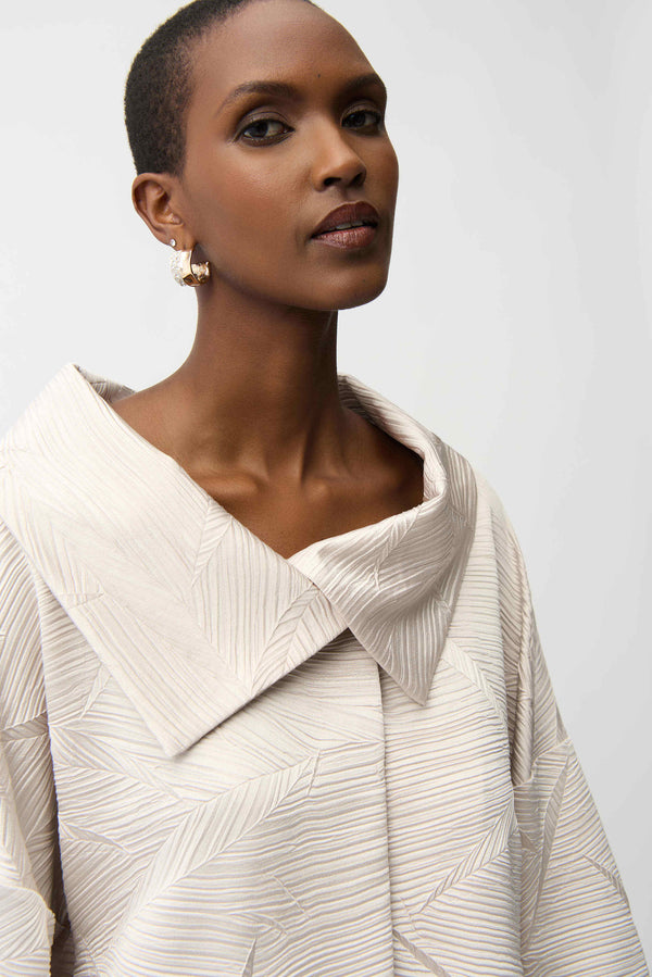 Joseph Ribkoff Pleated Satin Boxy Jacket – Moonstone | PapillonStyles