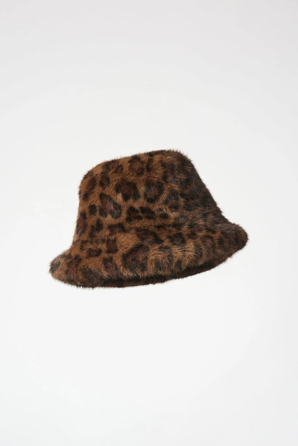 Joseph Ribkoff Faux Fur Leopard Print Bucket Hat - PapillonStyles
