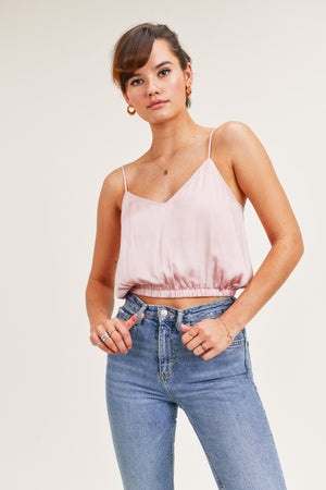 Reset By Jane Silky Cropped Tank With Adjustable Straps Silky Amore Top