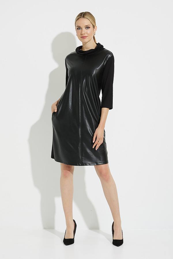 joseph leather dress Joseph Ribkoff Faux Leather Embroidered Dress