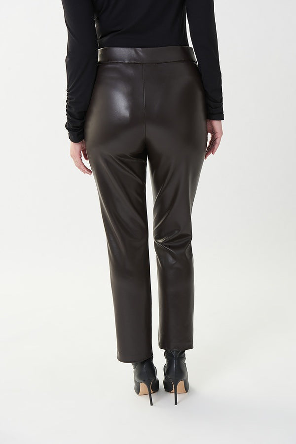 Joseph Ribkoff Black Pleated Faux-Leather Culotte Pants Style