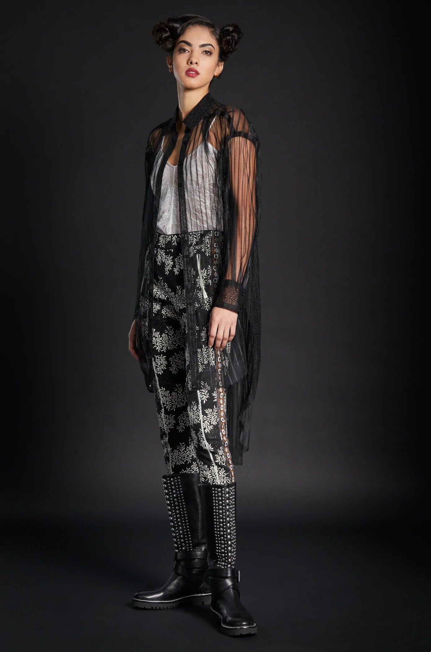 Blusa extragrande de rayas transparentes de In Earnest Byron Lars