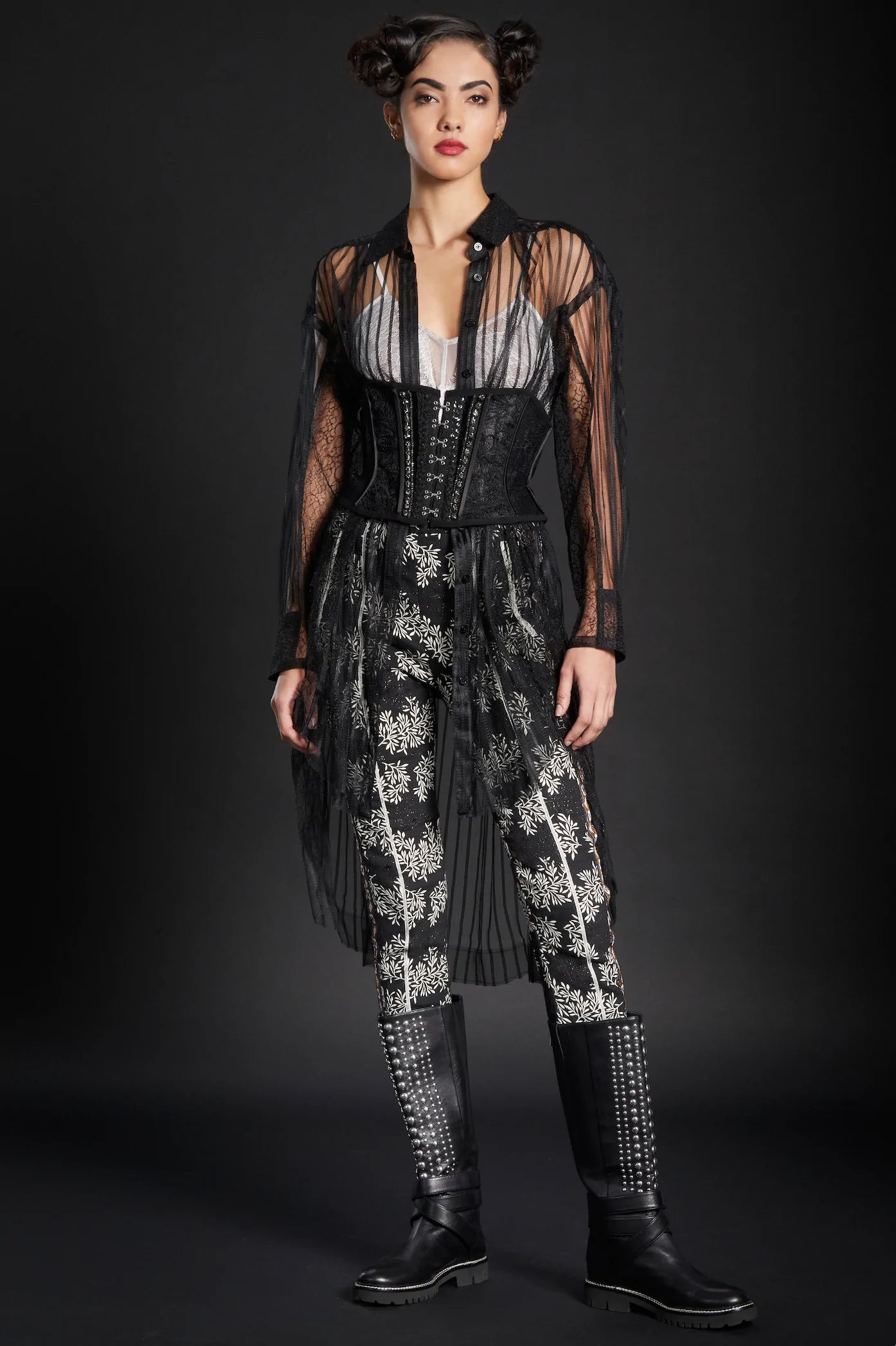 Blusa extragrande de rayas transparentes de In Earnest Byron Lars