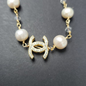 Ramina Silver Plated CC Bracelet w/3 Pearls