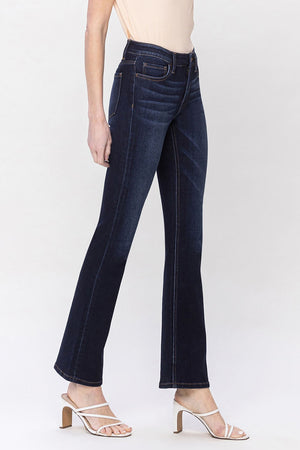 VERVET by Flying Monkey HIGH RISE RHINESTONE DETAIL SLIM WIDE JEANS Aileeah