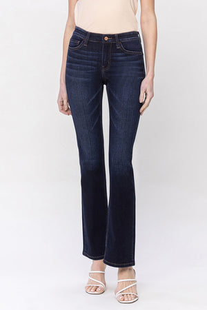 VERVET by Flying Monkey HIGH RISE RHINESTONE DETAIL SLIM WIDE JEANS Aileeah