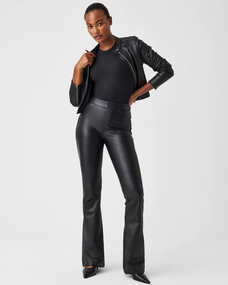Spanx Leather-Like Flare Pant | Luxe Black | Regular & Petite Spanx Leather-Like Flare Pant | Luxe Black | Regular & Petite