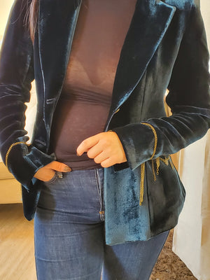 T.ba Mariane Rock Classic Long Sleeve Silk Velvet Jacket