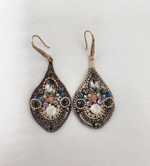 Theia Jewerly Moroccan Dusk Oval Earrings, Antique Gold Finish