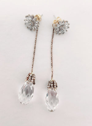 Theia Jewelry Isabelle Front Back Earrings With Faceted Swarovski Drops
