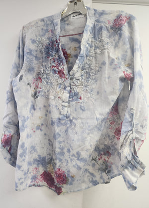 Nu Vintage Long Sleeve Flower Blouse With Patch