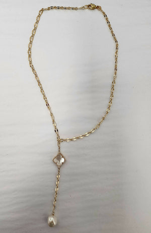 Charlene K Mother Pearl Clover + B Pearl Necklace