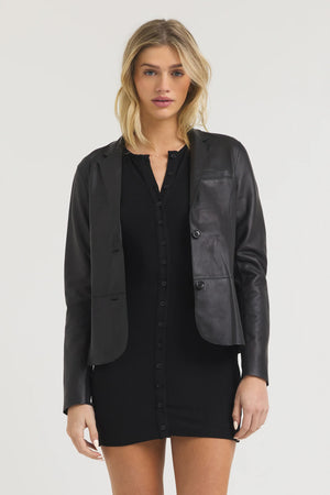 Jakett NYC Allison Burnished 2-Buttoned Leather Blazer