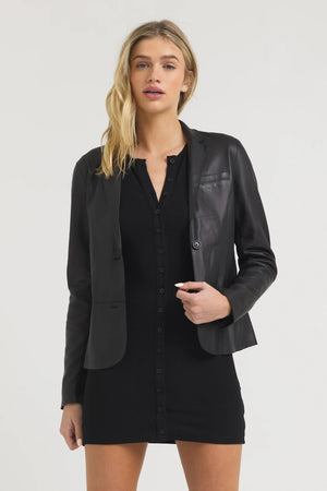 Jakett NYC Allison Burnished 2-Buttoned Leather Blazer