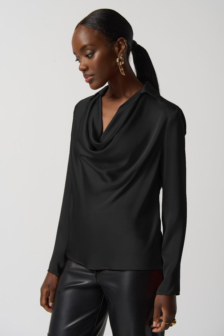 black silk satin blouse
