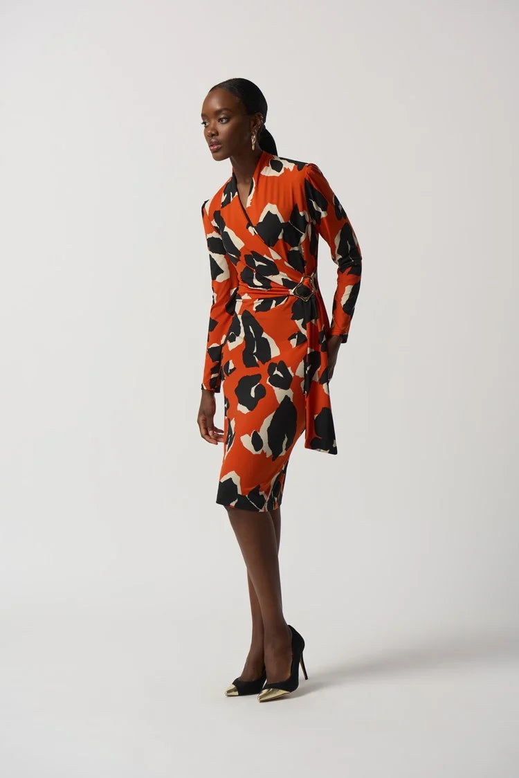 Joseph Ribkoff Animal Print Long Sleeve Wrap Dress PapillonStyles