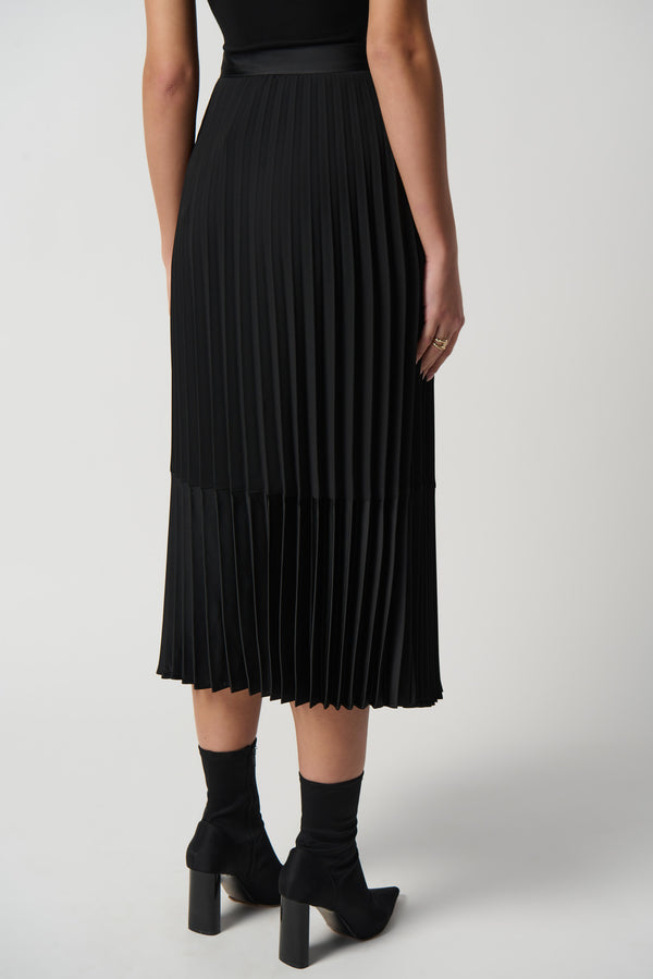 Joseph Ribkoff Georgette and Satin Pleated A-Line Skirt