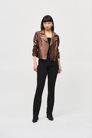 Joseph Ribkoff Metallic Faux Leather Biker Jacket