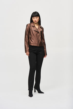 Joseph Ribkoff Metallic Faux Leather Biker Jacket