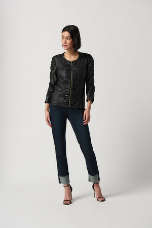 Joseph Ribkoff Foiled Knit Jacket With Ruched Detail