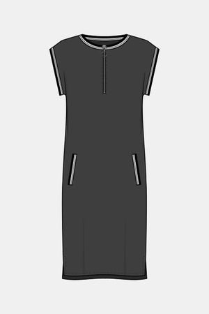 Joseph Ribkoff Woven Straight Dress With Rib Trimming