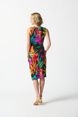 Joseph Ribkoff Silky Knit Tropical Print Wrap Dress