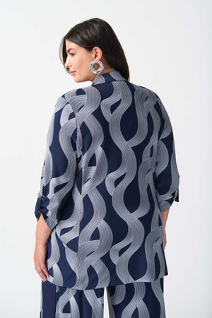 Joseph Ribkoff Silky Knit Abstract Print Boxy Blazer