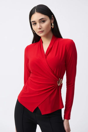 Joseph Ribkoff Silky Knit Fitted Wrap Top