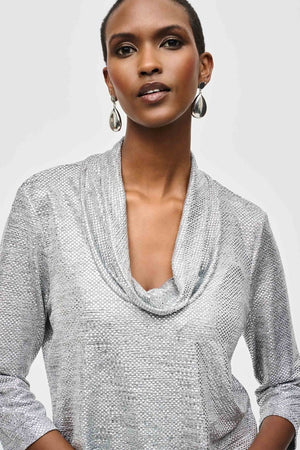 Joseph Ribkoff Foiled Knit Collar Top