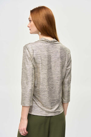 Joseph Ribkoff Foiled Knit Collar Top