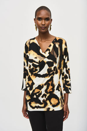 Joseph Ribkoff Sweater Knit Animal Print Top