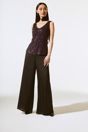 Joseph Ribkoff Signature Sequined Sleeveless Fitted Top