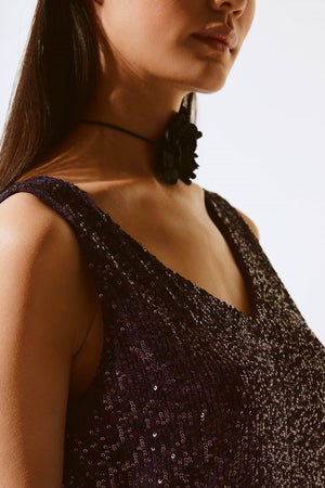 Joseph Ribkoff Signature Sequined Sleeveless Fitted Top