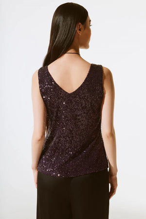 Joseph Ribkoff Signature Sequined Sleeveless Fitted Top