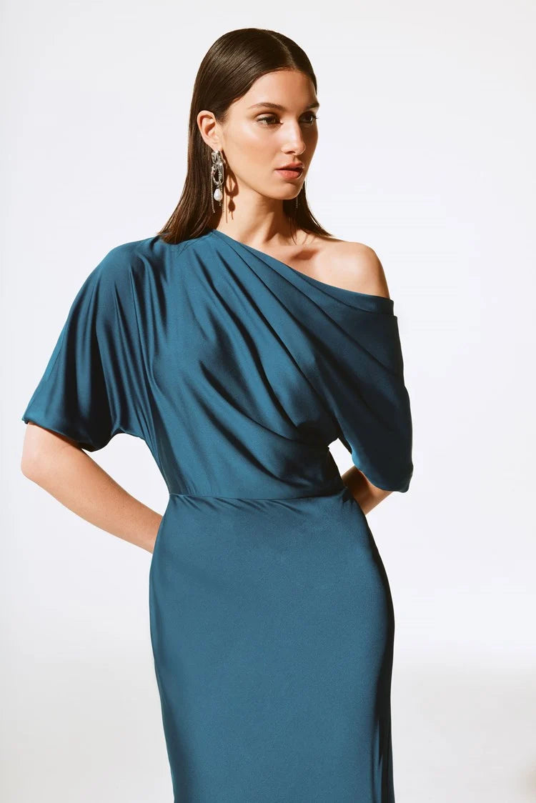 joseph ribkoff one shoulder dress Joseph Ribkoff Scuba Crepe One-Shoulder Gown