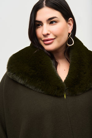 Joseph Ribkoff Brushed Jacquard and Faux Fur Cape