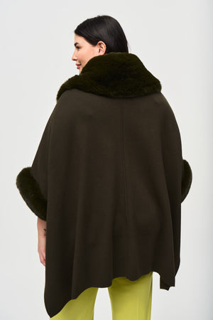 Joseph Ribkoff Brushed Jacquard and Faux Fur Cape