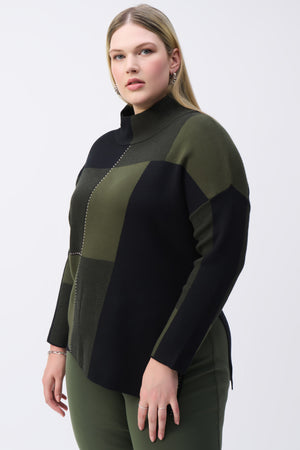 Joseph Ribkoff Color-Block Jacquard Knit Pullover