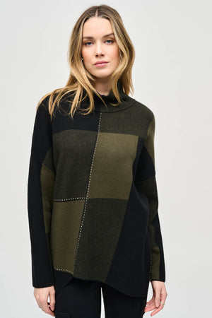 Joseph Ribkoff Color-Block Jacquard Knit Pullover