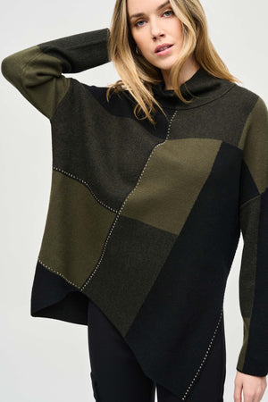 Joseph Ribkoff Color-Block Jacquard Knit Pullover