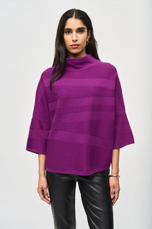 Joseph Ribkoff Sweater Knit Mock Neck Boxy Top