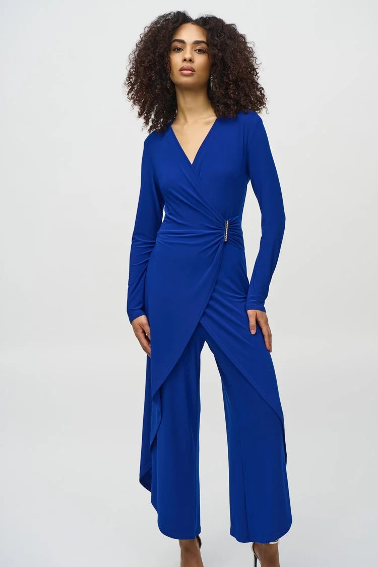 Joseph Ribkoff Silky Knit Wrap Culotte Jumpsuit - PapillonStyles Joseph Ribkoff Silky Knit Wrap Culotte Jumpsuit - PapillonStyles