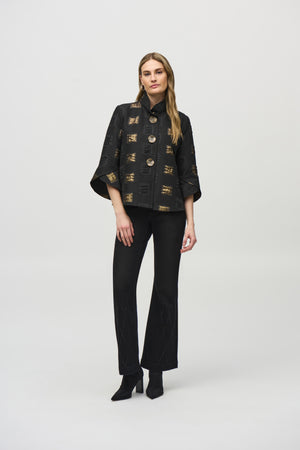 Joseph Ribkoff Geometric Lurex Jacquard Trapeze Jacket