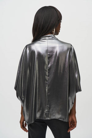 Joseph Ribkoff Metallic Foiled Chiffon Wrap Top