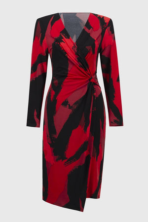 Joseph Ribkoff Silky Knit Abstract Print Wrap Dress